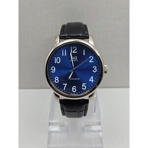 Q & Q by Citizen Mens Watch Quartz Blue Sunray Easy Read Black New Battery